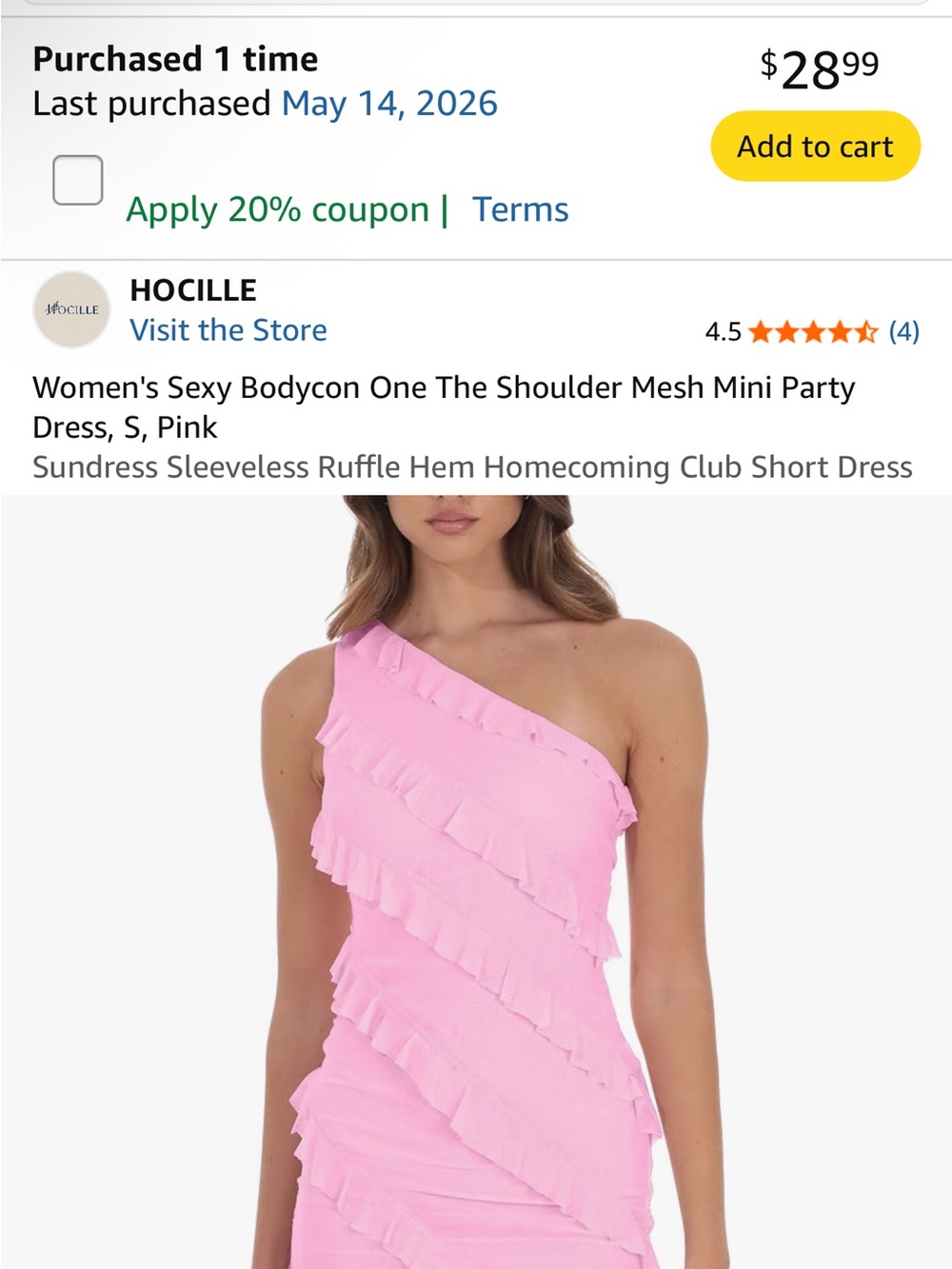 Juniors One Shoulder Short Dress